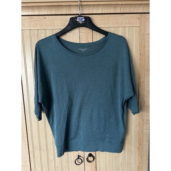 Eileen Fisher Tops - EILEEN FISHER Lagoon Green Silk Cotton Jersey Box Lightweight 3/4 Tee Size XS
